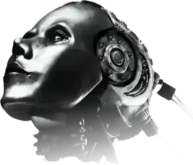black and white main image of android head of Project AD-01 - Art Defines Zero One handmade LED sculpture bust traditionally sculpted robotic artwork by freaky-Deek